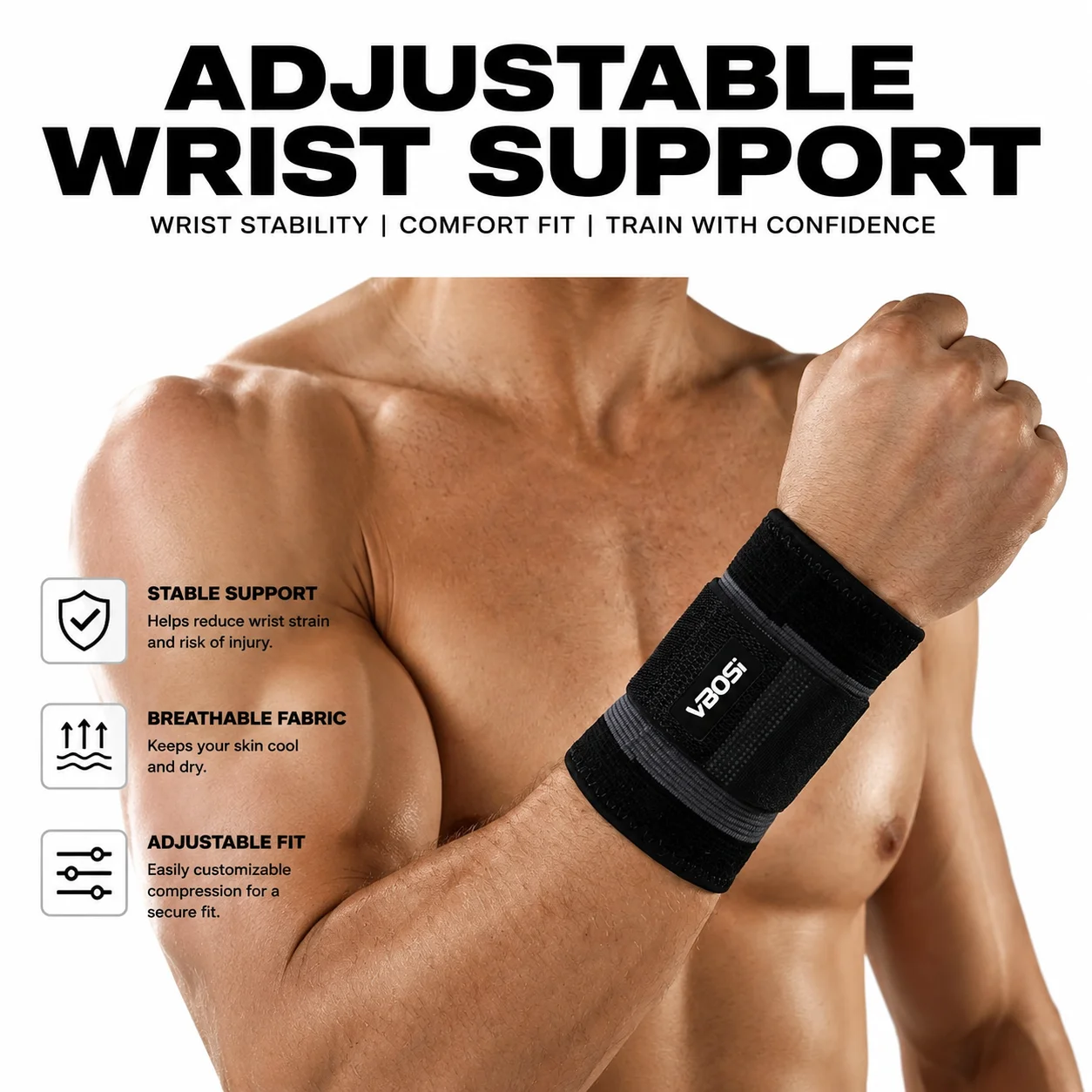 رباط معصم قابل للتعديل من VBOS - مراجعة Crossfit Workout Gear وسعره